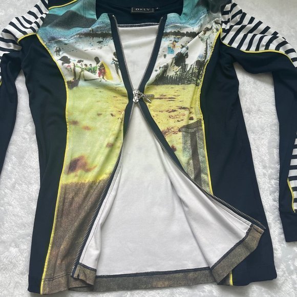 ORLY Women's Beach Print Full Front Zipper Viscose Blend Lightweight Jacket M - Picture 4 of 13